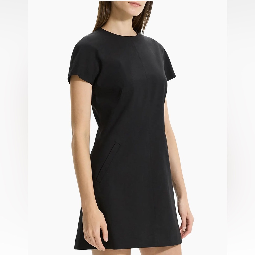 Theory Linen-Blend Dolman-Sleeve Mini Dress Size 10 NEW - Picture 2 of 9